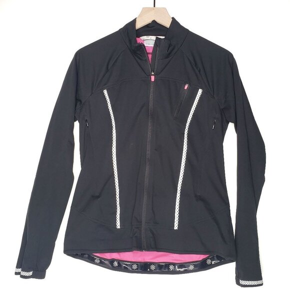Athleta Queen Of The Mountain Running Jacket S Black Reflective‎ Zip Lightweight - Picture 2 of 11